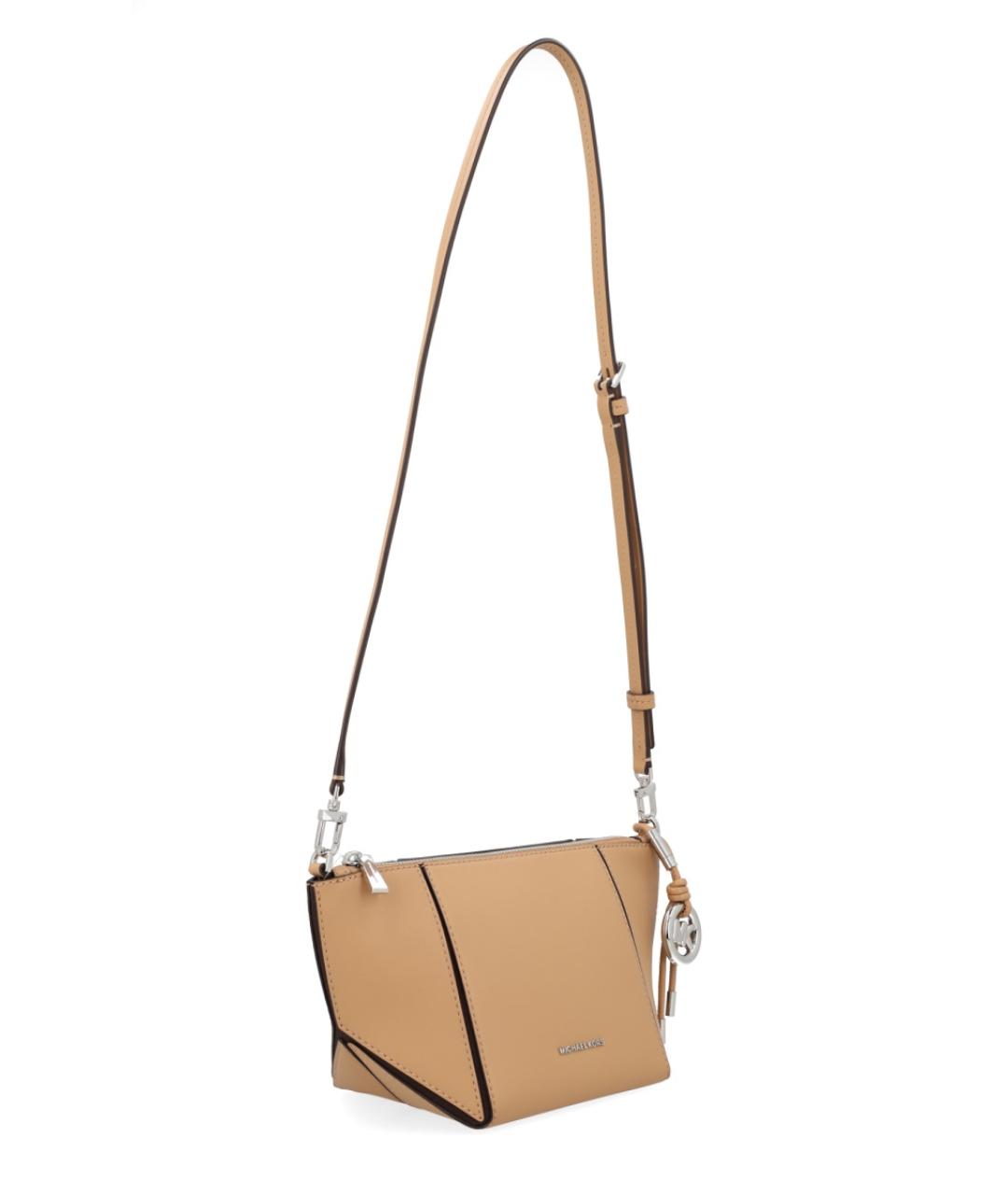 MICHAEL KORS Бежевая кожаная сумка через плечо, фото 3