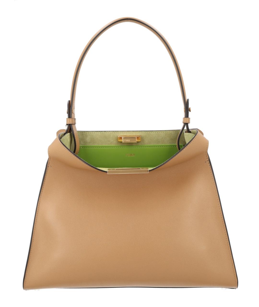 FENDI Бежевая кожаная сумка тоут, фото 1