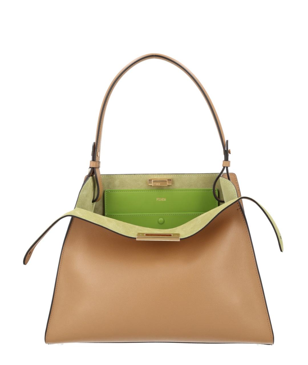 FENDI Бежевая кожаная сумка тоут, фото 3