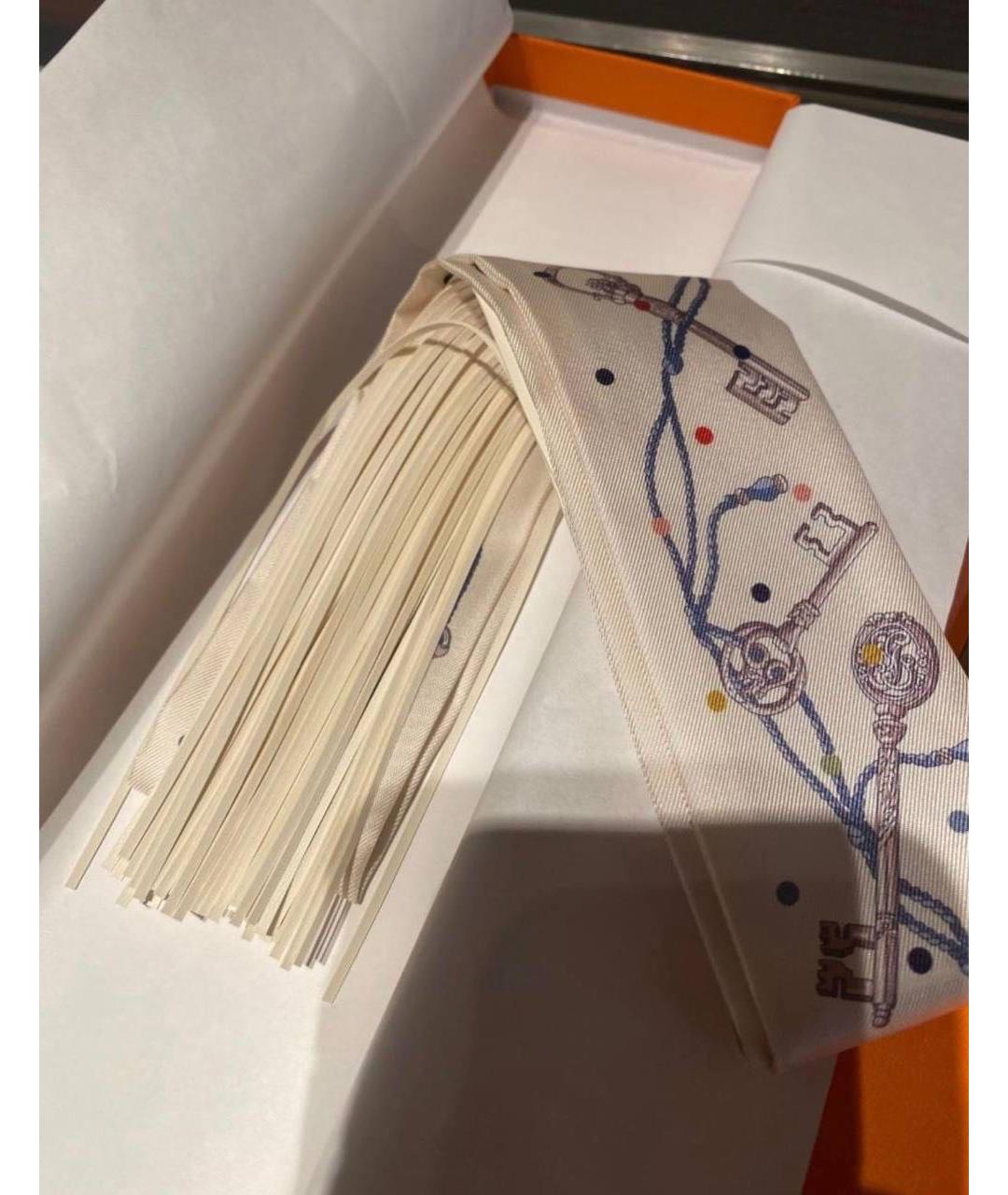 HERMES Белый шелковый воротник, фото 4