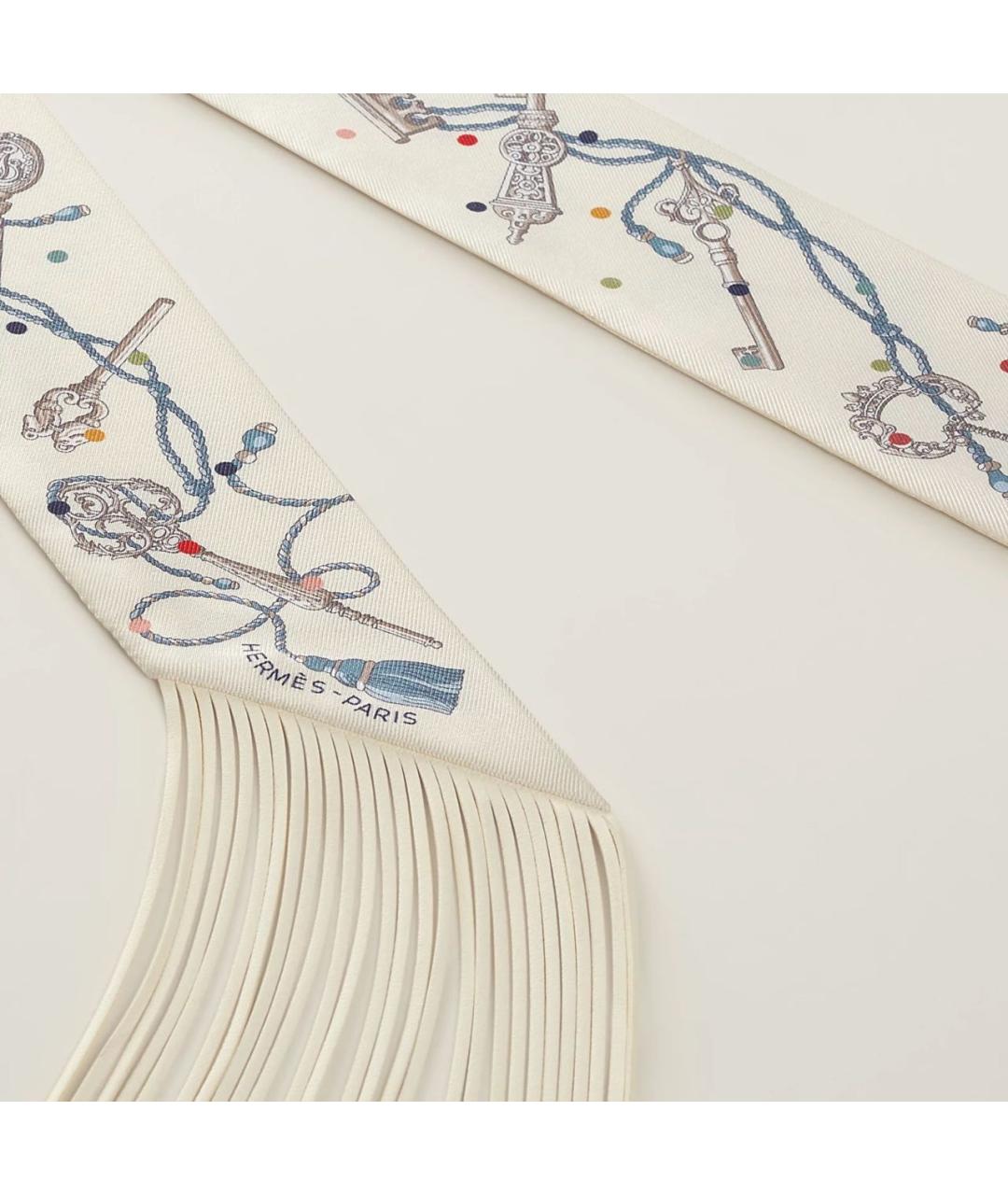 HERMES Белый шелковый воротник, фото 3