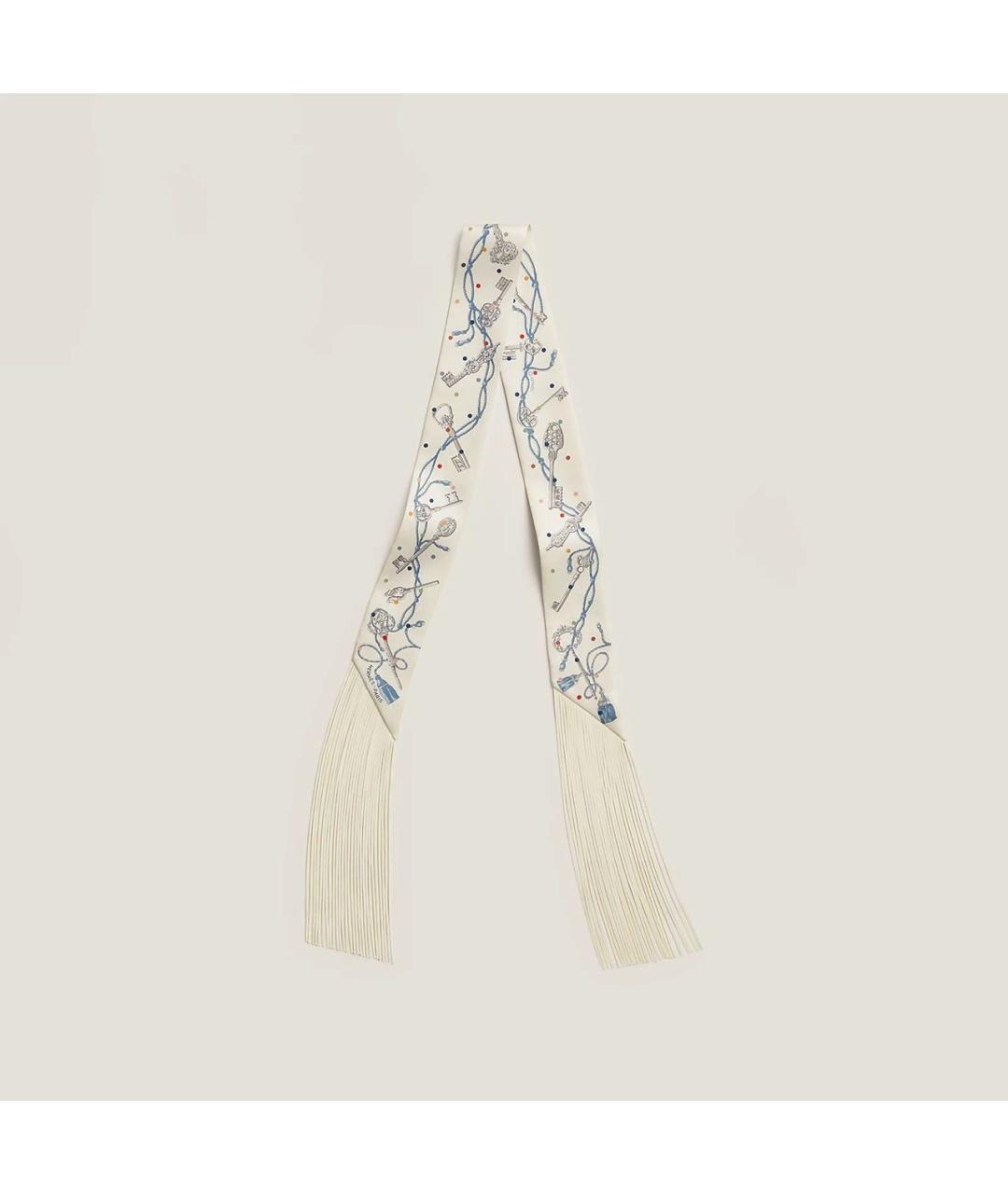 HERMES Белый шелковый воротник, фото 2