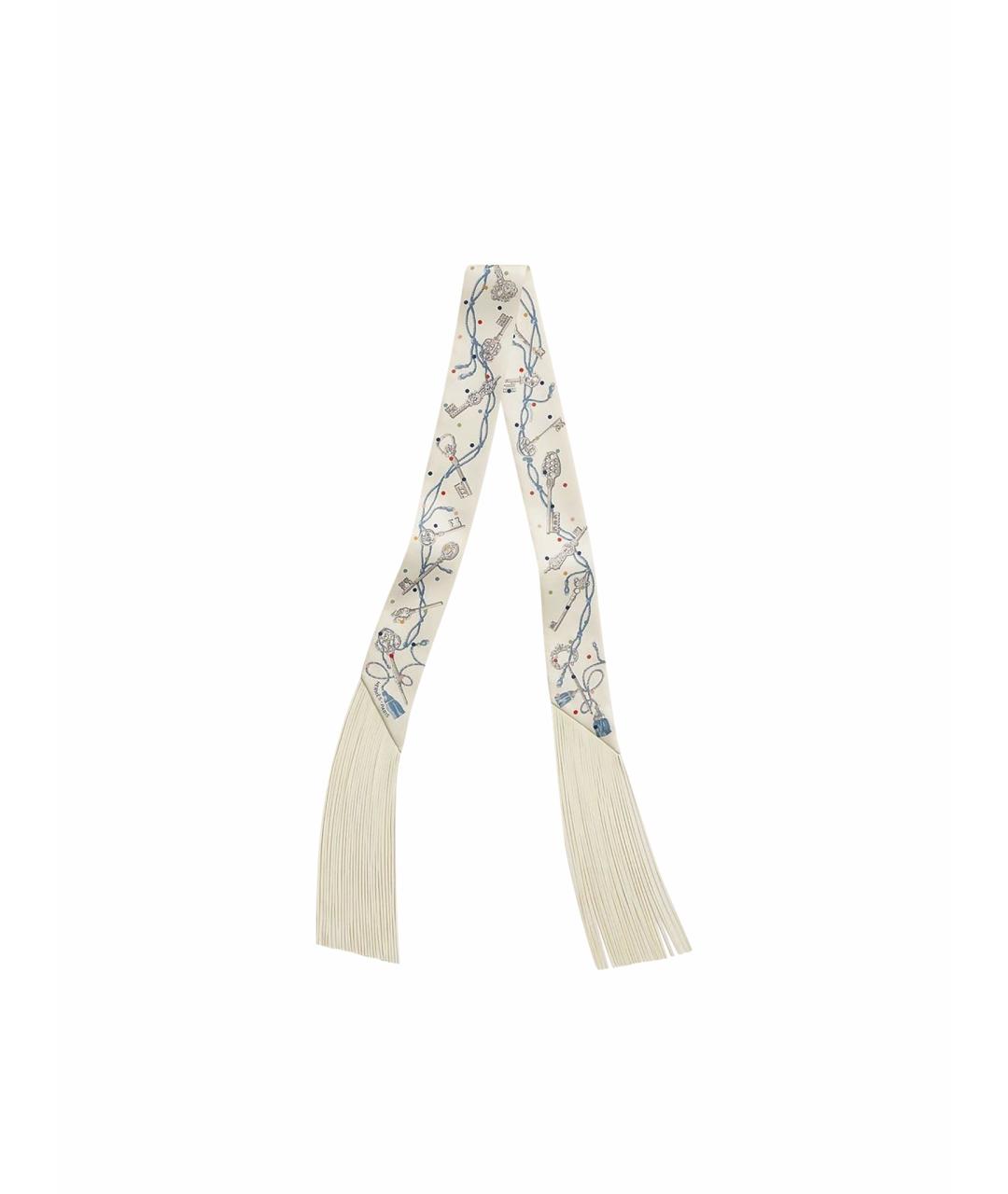 HERMES Белый шелковый воротник, фото 1