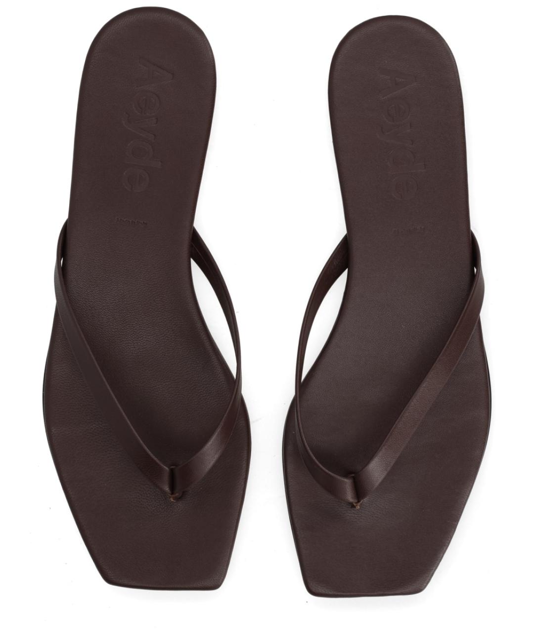 AEYDE Коричневые кожаные шлепанцы, фото 5