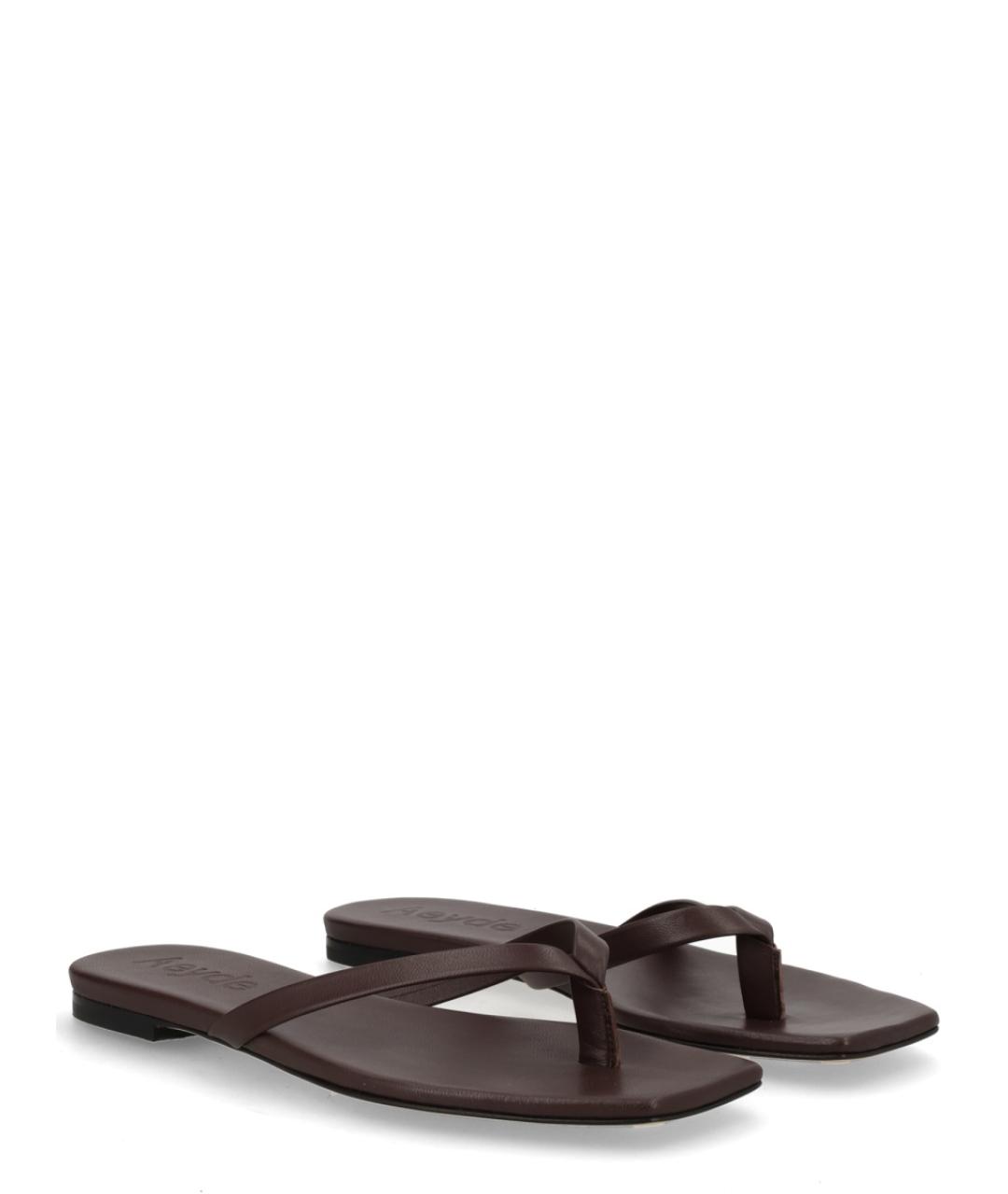 AEYDE Коричневые кожаные шлепанцы, фото 2