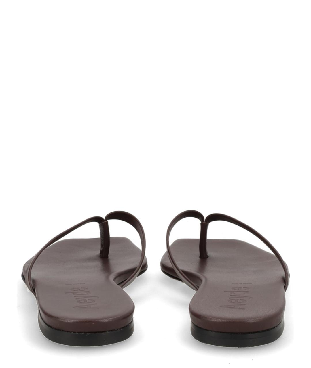 AEYDE Коричневые кожаные шлепанцы, фото 4