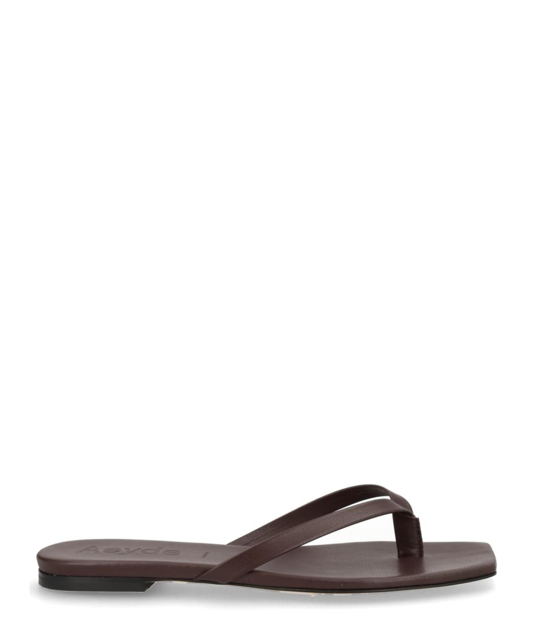 AEYDE Коричневые кожаные шлепанцы, фото 1