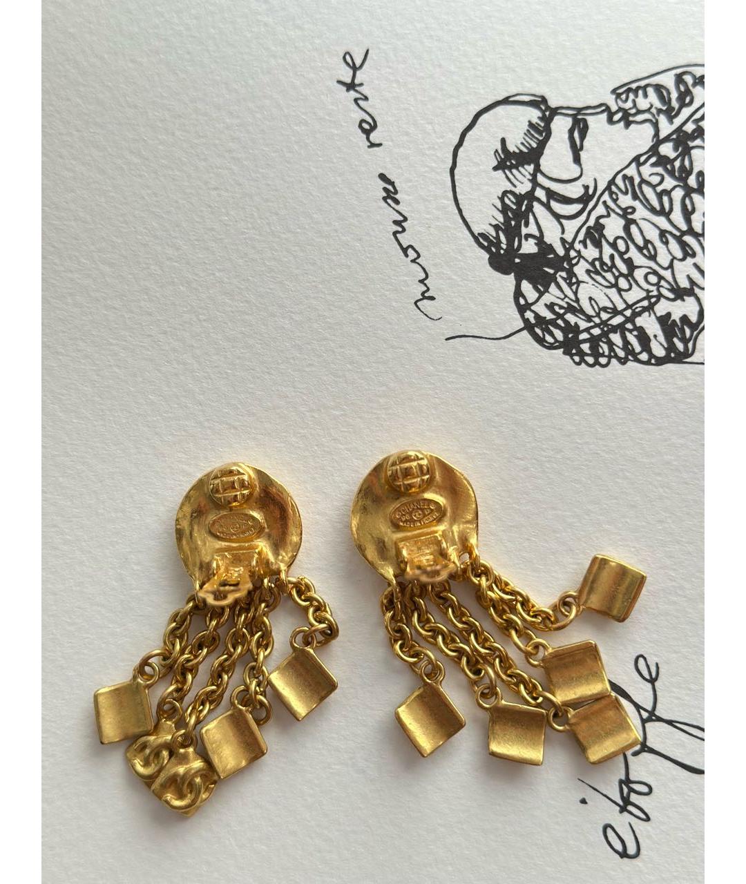 CHANEL Золотые металлические клипсы, фото 3