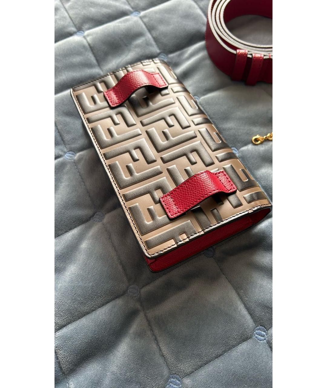 FENDI Бордовая кожаная поясная сумка, фото 4