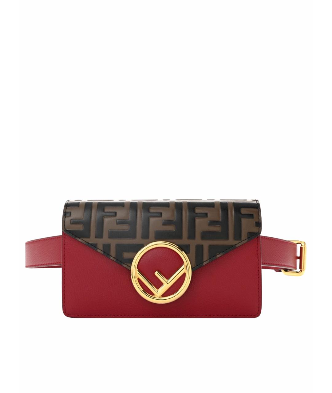 FENDI Бордовая кожаная поясная сумка, фото 1