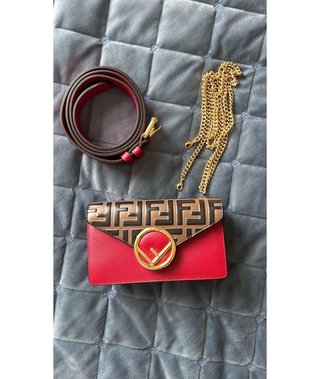 FENDI Бордовая кожаная поясная сумка, фото 2