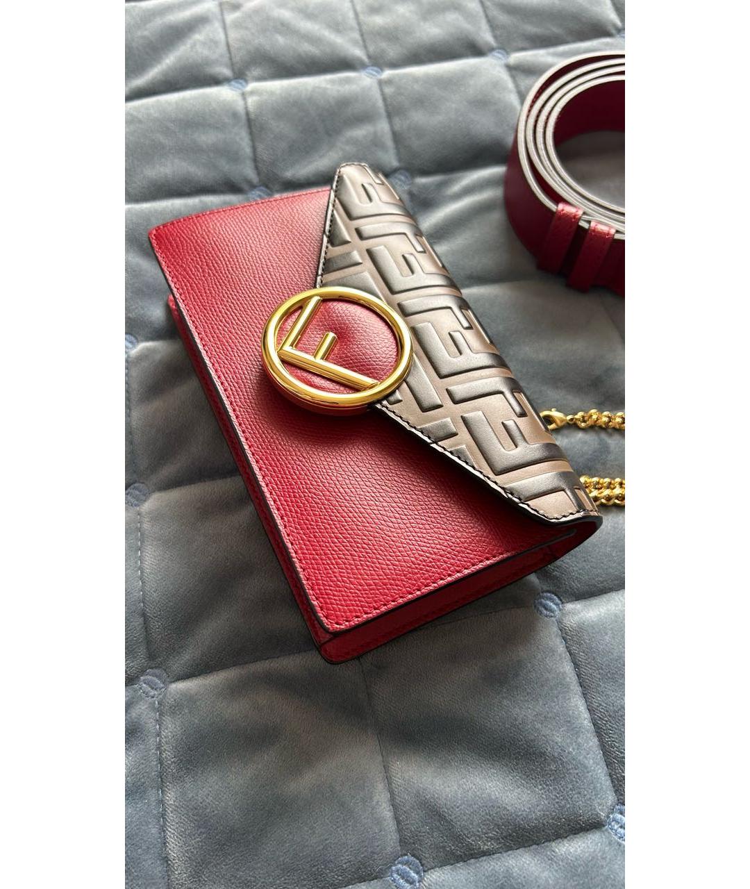 FENDI Бордовая кожаная поясная сумка, фото 3