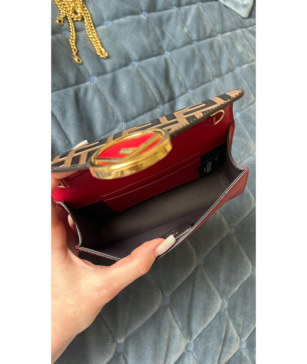 FENDI Бордовая кожаная поясная сумка, фото 7