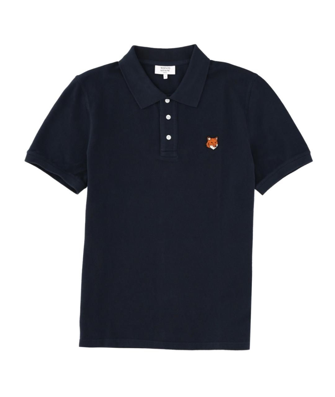 MAISON KITSUNE Темно-синее хлопковое поло с коротким рукавом, фото 1