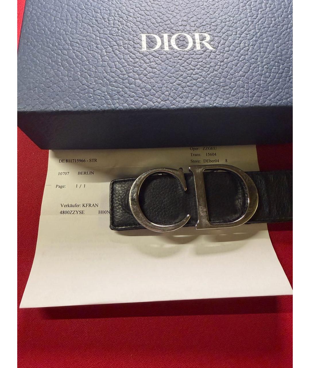 CHRISTIAN DIOR Черный кожаный ремень, фото 2