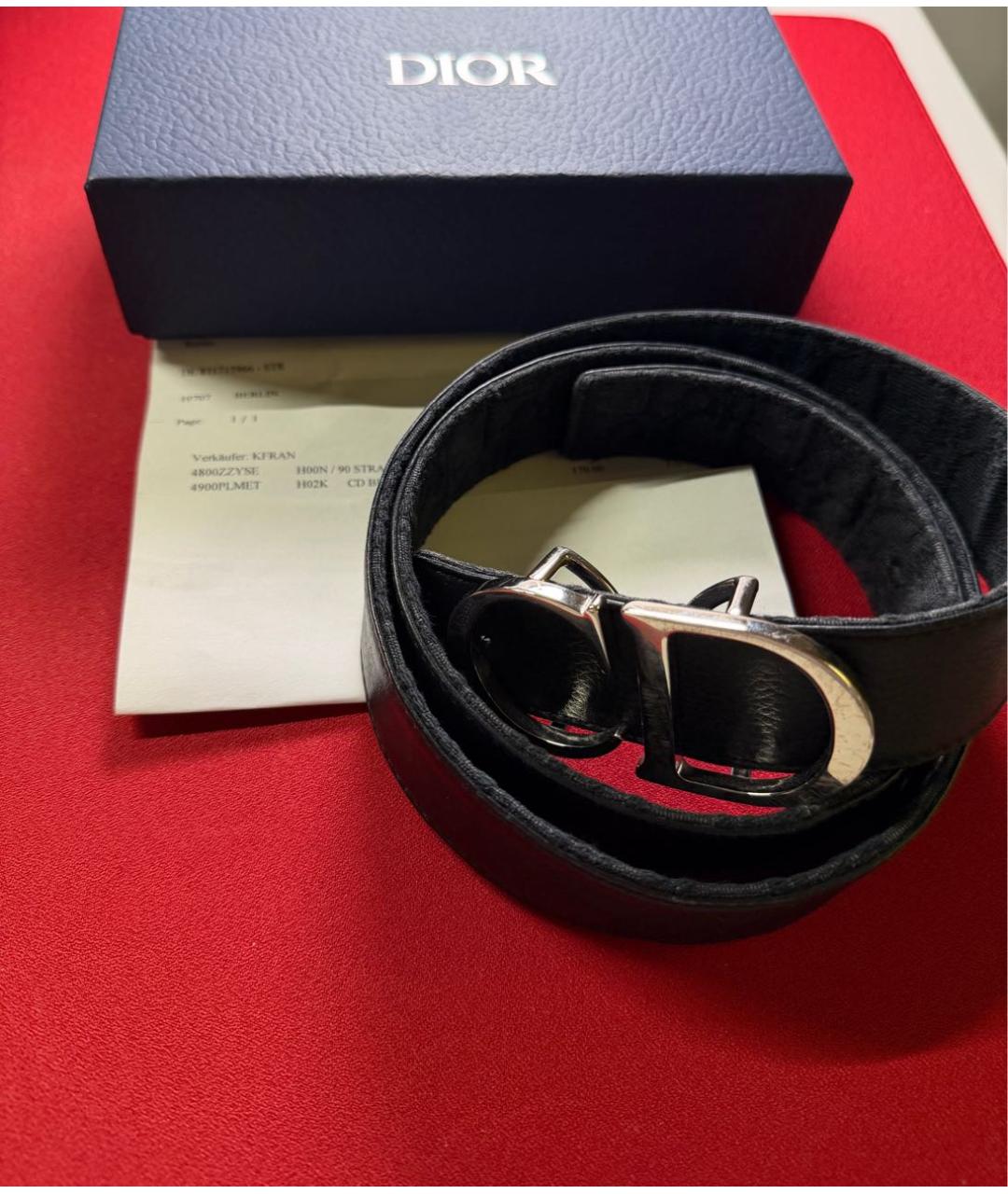 CHRISTIAN DIOR Черный кожаный ремень, фото 5