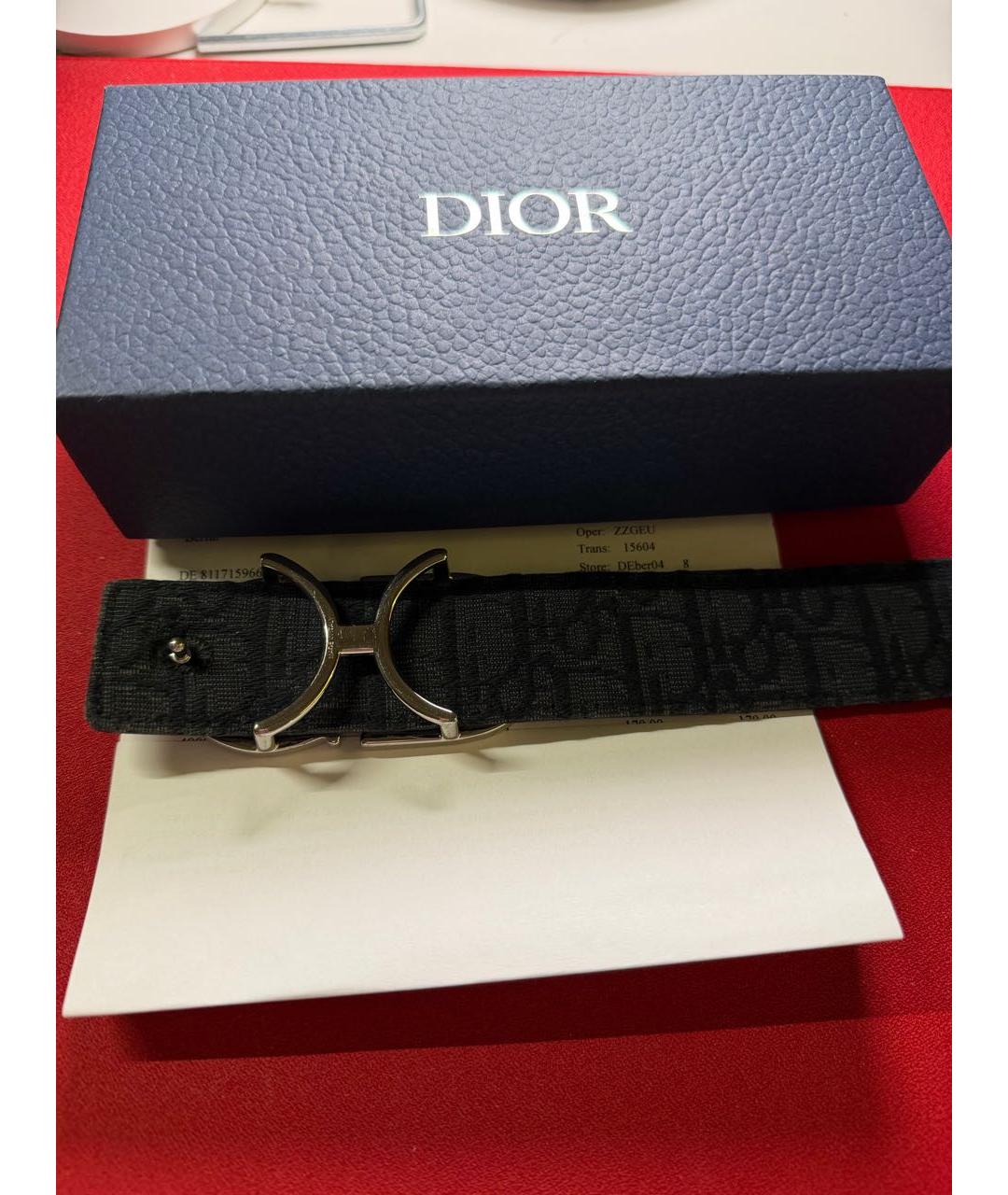 CHRISTIAN DIOR Черный кожаный ремень, фото 3