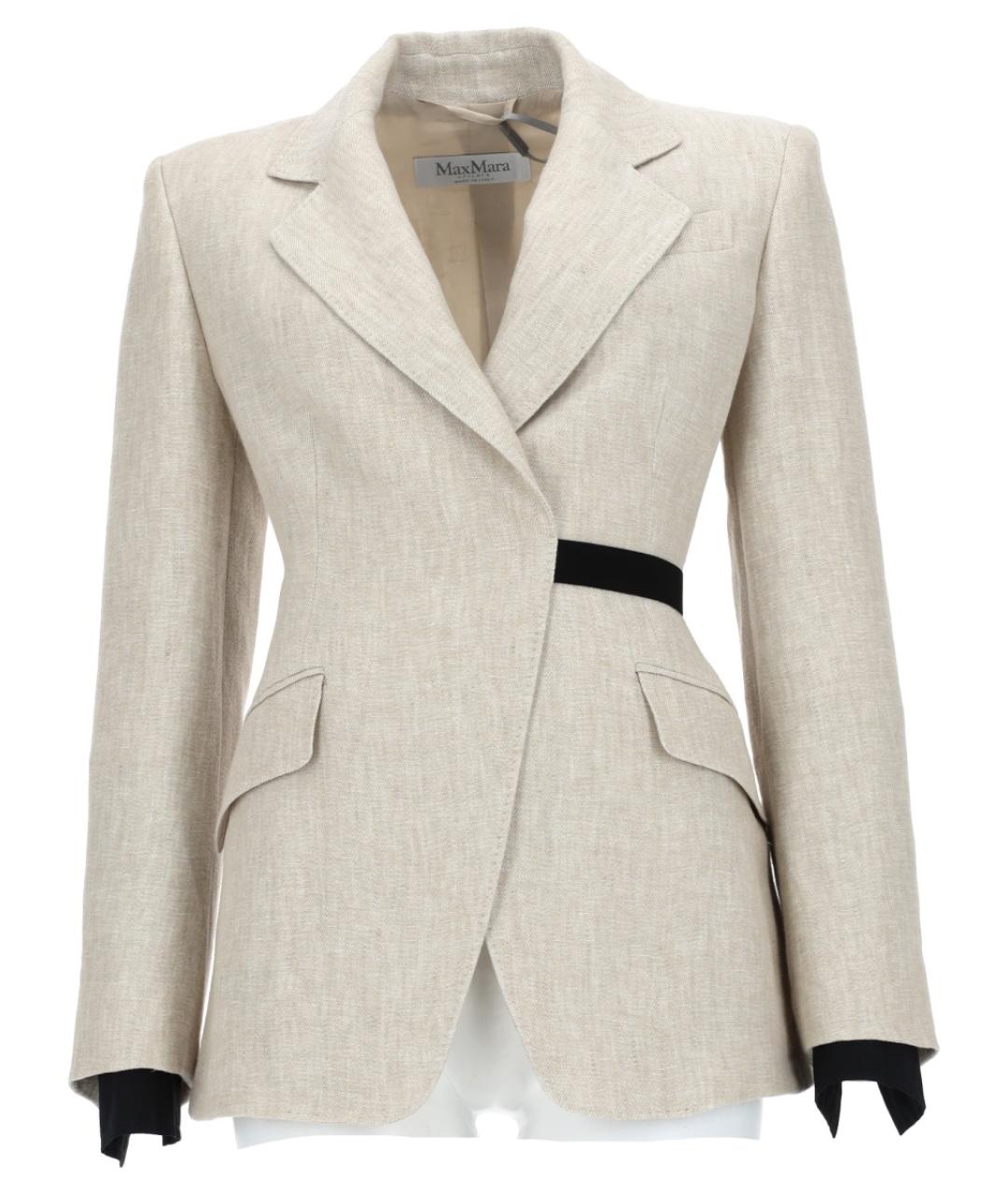 MAX MARA Бежевый льняной жакет/пиджак, фото 1