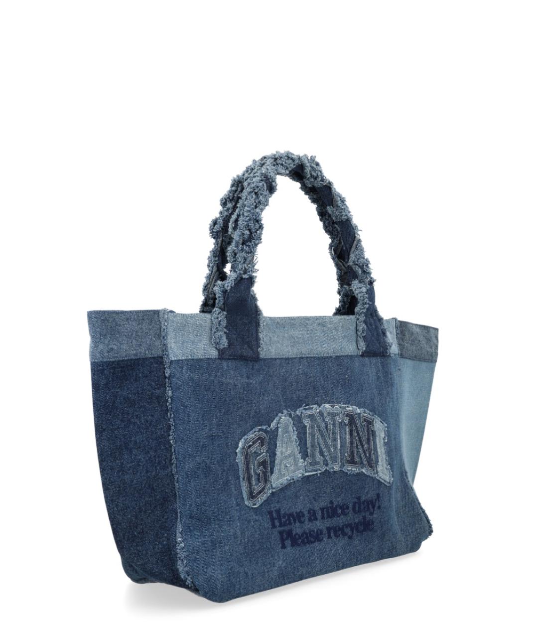 GANNI Синяя деним сумка тоут, фото 3
