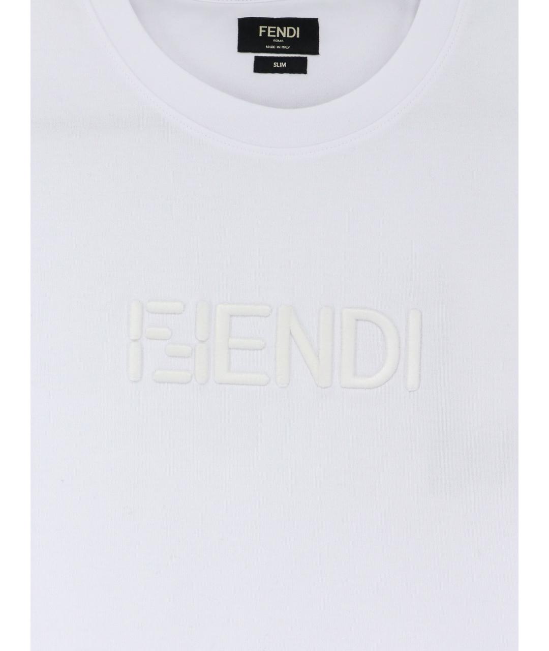 FENDI Белая хлопковая футболка, фото 3