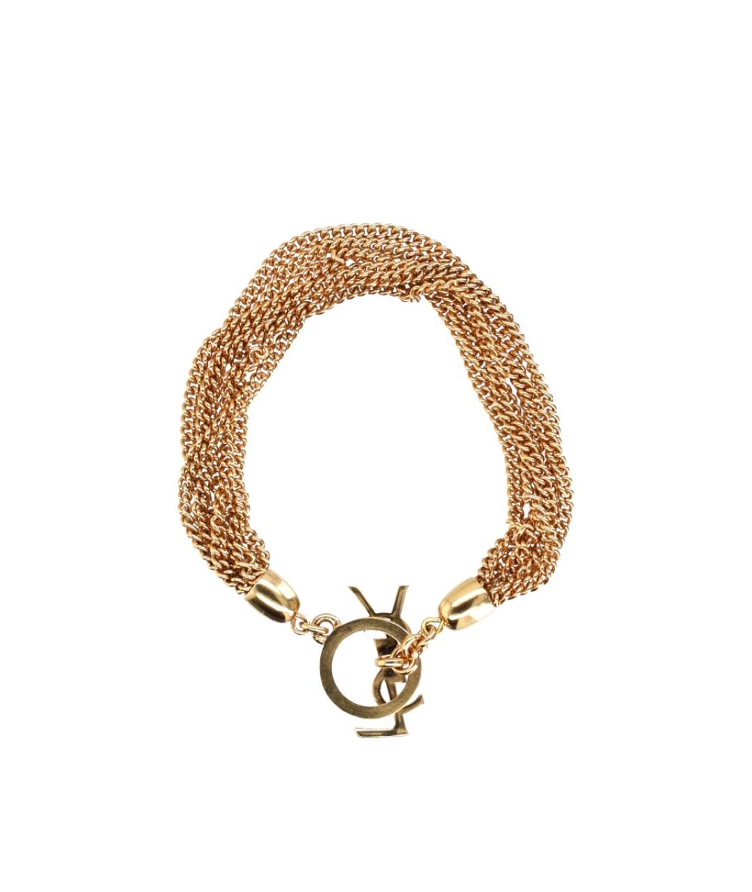 SAINT LAURENT Золотой металлический браслет, фото 2