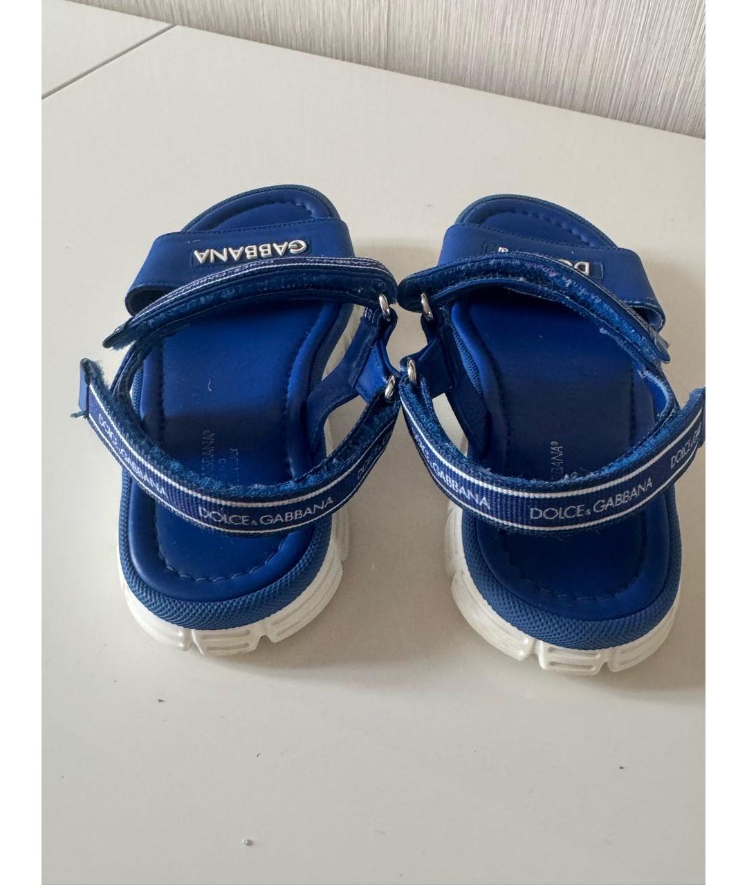 DOLCE&GABBANA Синие кожаные сандалии и шлепанцы, фото 5