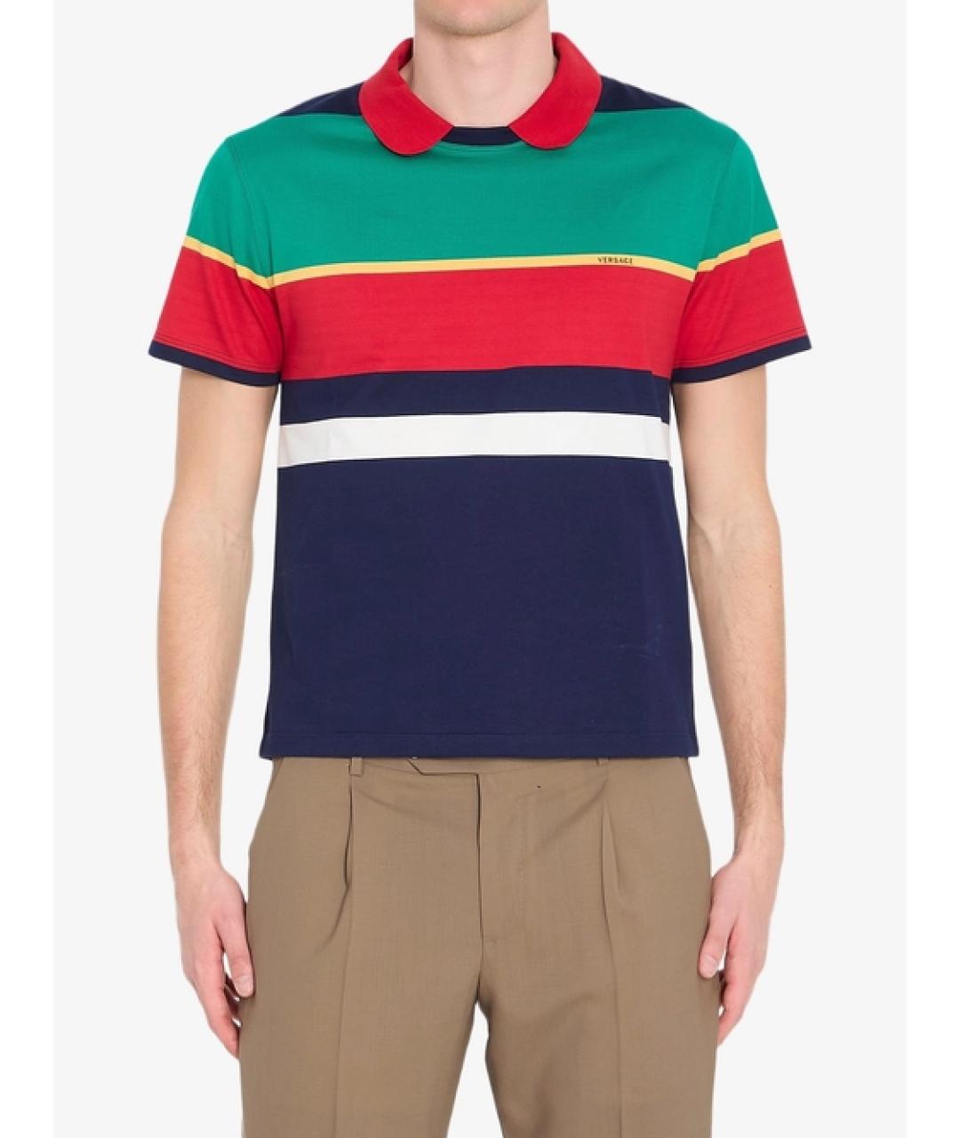 VERSACE Мульти хлопковое поло с коротким рукавом, фото 3