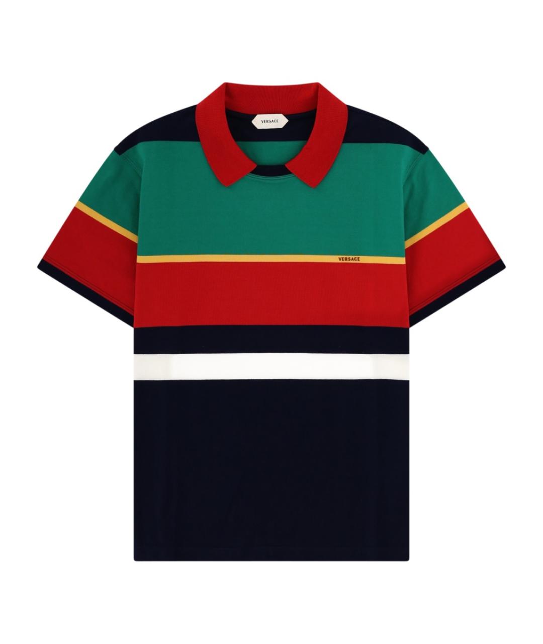 VERSACE Мульти хлопковое поло с коротким рукавом, фото 1