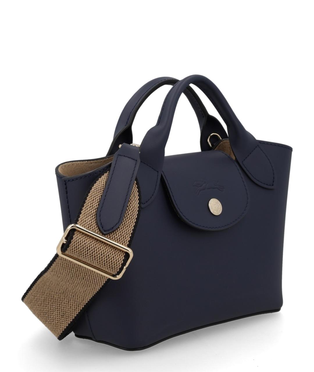 LONGCHAMP Темно-синяя кожаная сумка с короткими ручками, фото 2