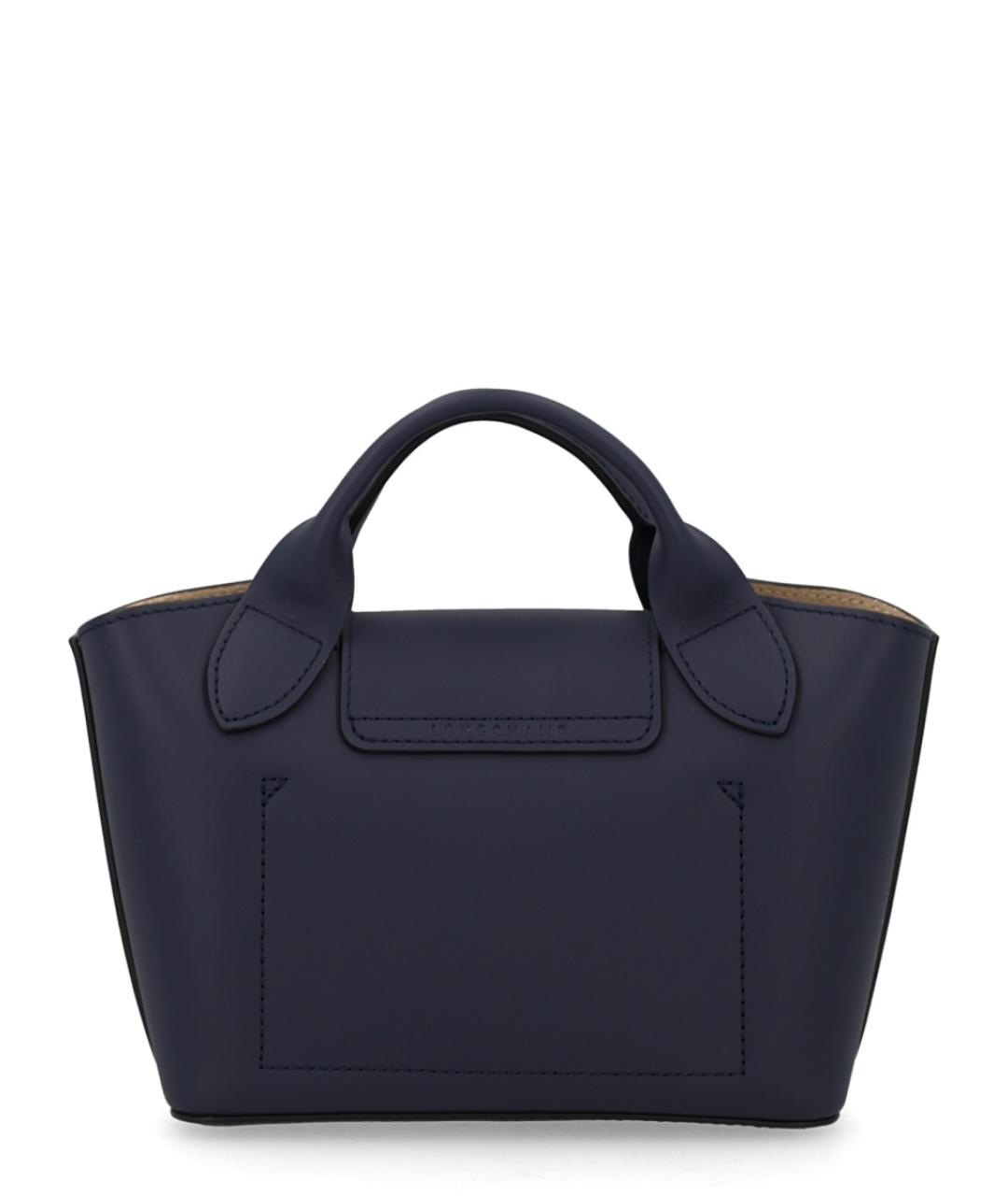 LONGCHAMP Темно-синяя кожаная сумка с короткими ручками, фото 3