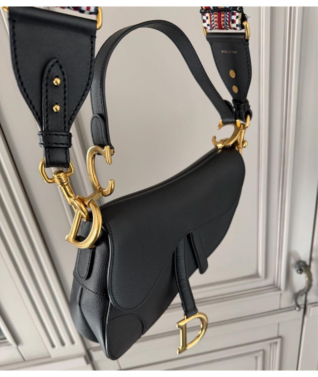 CHRISTIAN DIOR Черная кожаная сумка с короткими ручками, фото 2