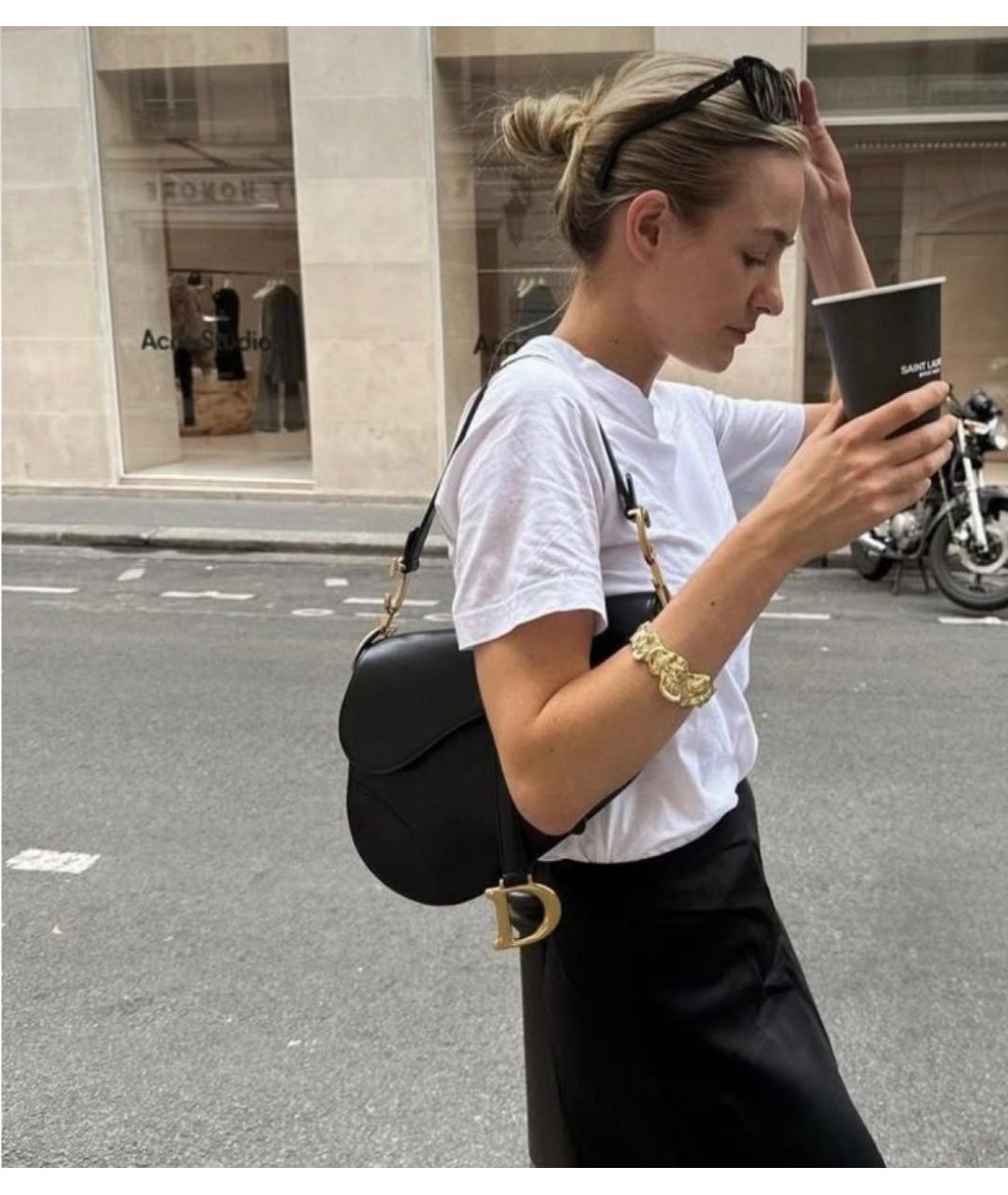 CHRISTIAN DIOR Черная кожаная сумка с короткими ручками, фото 6