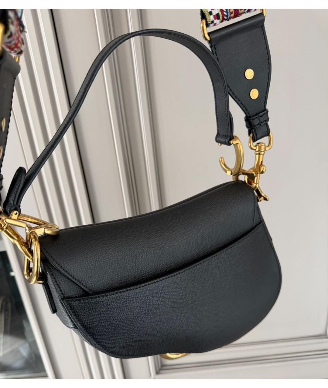 CHRISTIAN DIOR Черная кожаная сумка с короткими ручками, фото 3