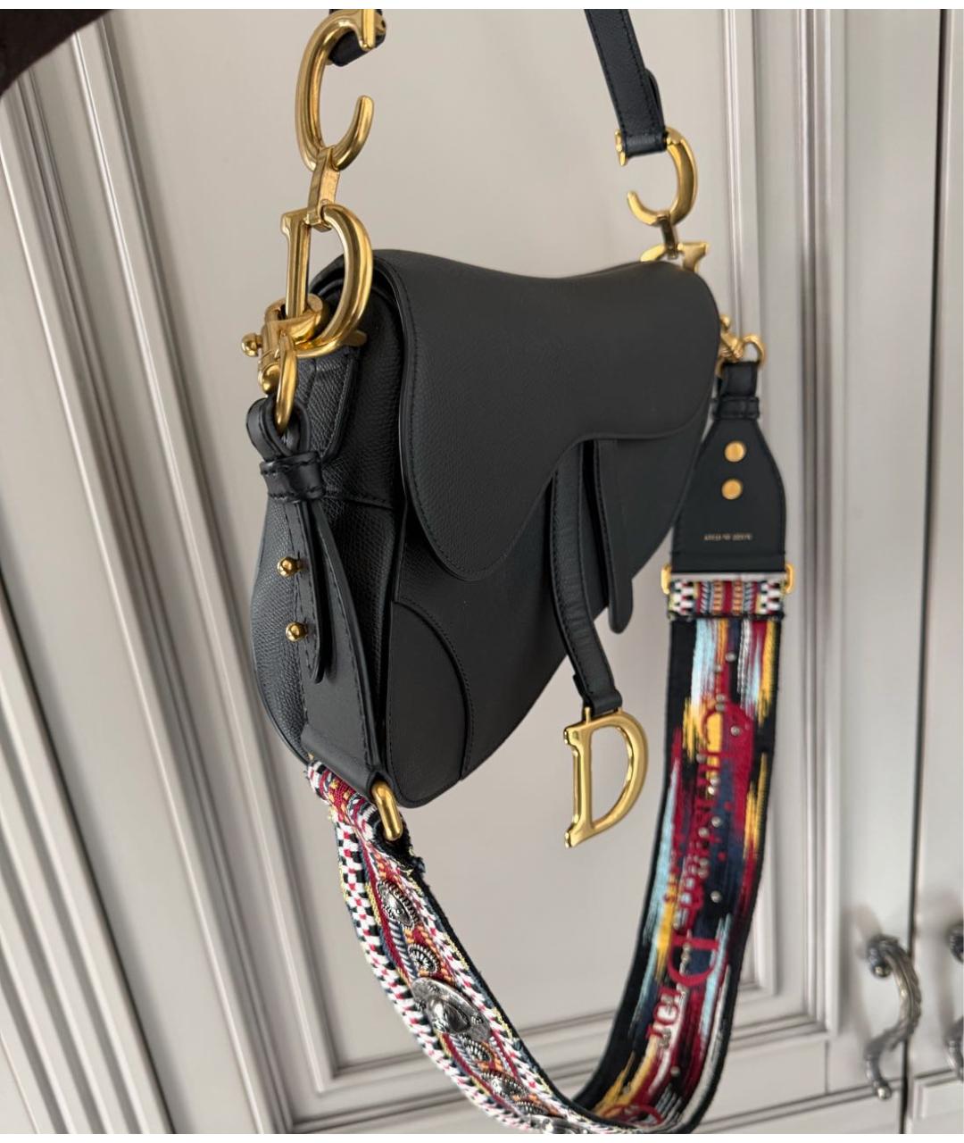 CHRISTIAN DIOR Черная кожаная сумка с короткими ручками, фото 4