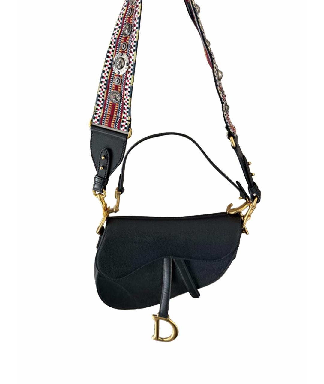 CHRISTIAN DIOR Черная кожаная сумка с короткими ручками, фото 1