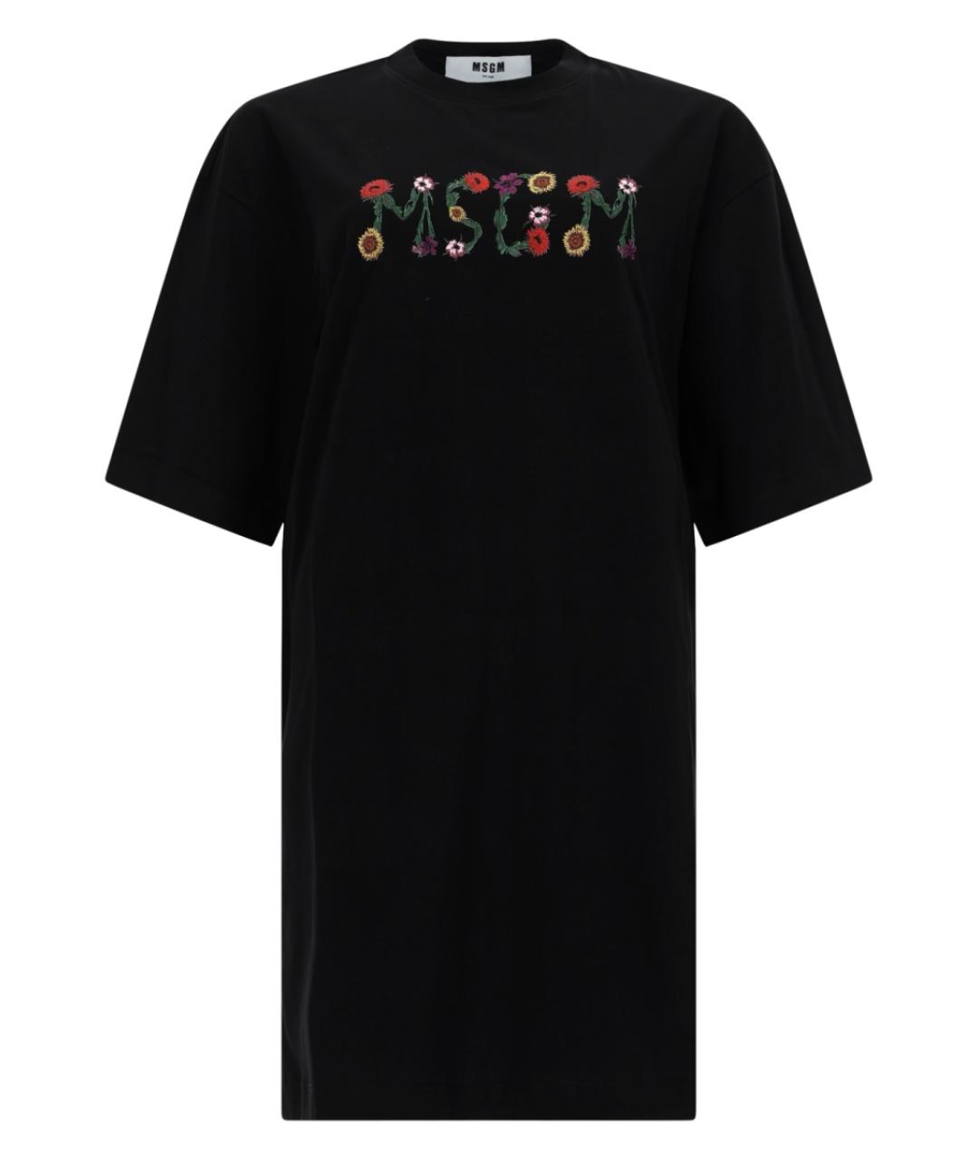 MSGM Черное хлопковое повседневное платье, фото 1