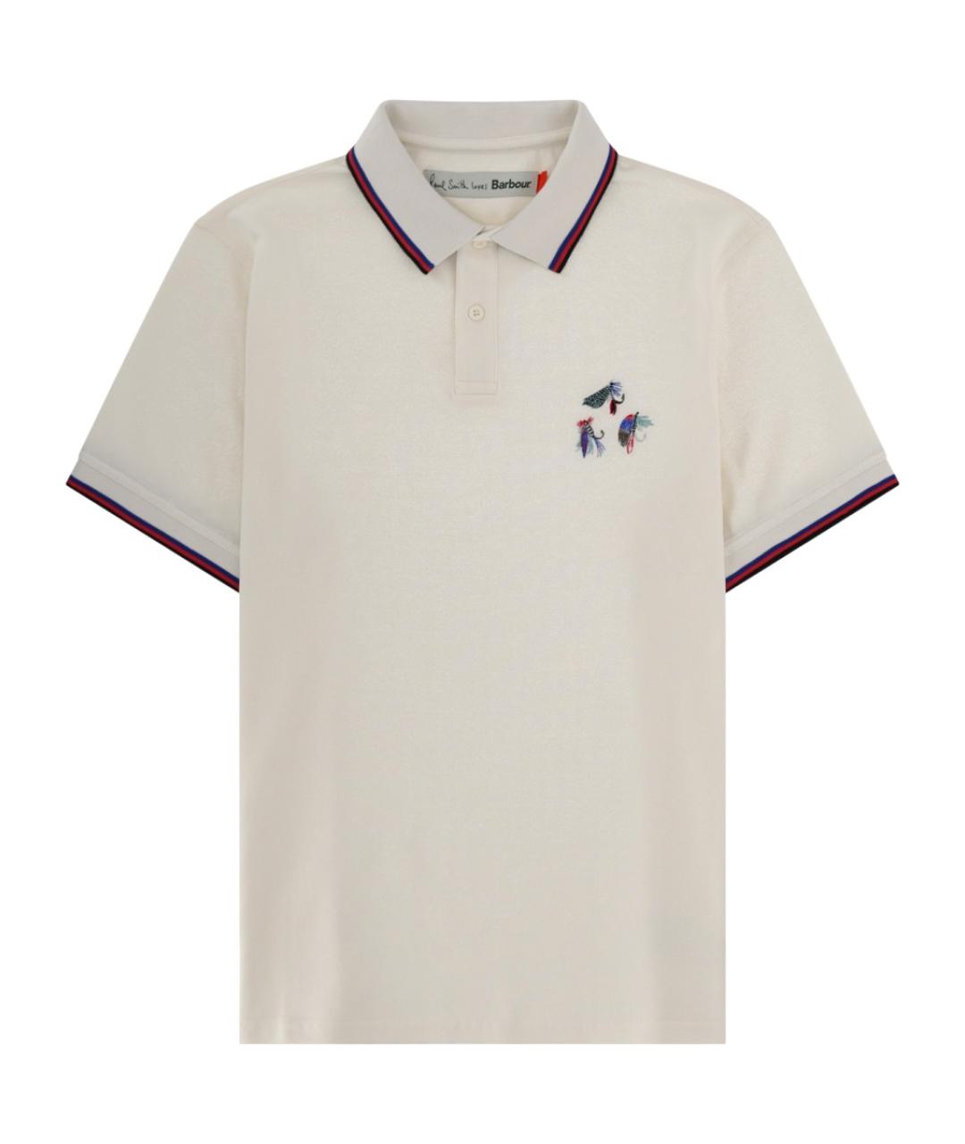 BARBOUR Белое хлопковое поло с коротким рукавом, фото 1