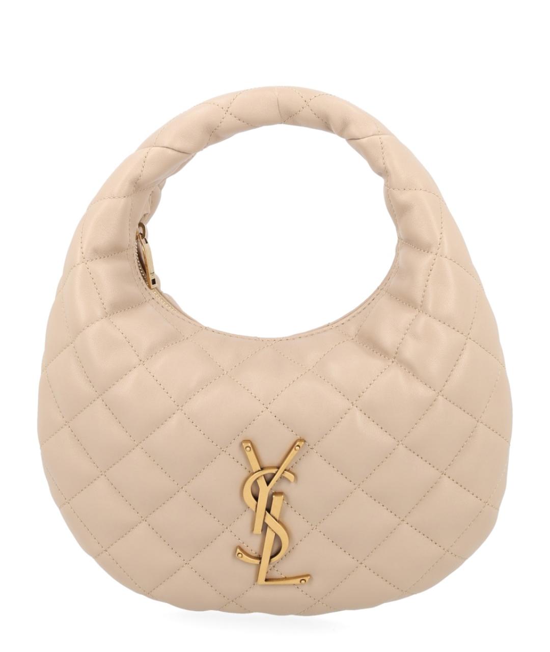 SAINT LAURENT Бежевая кожаная сумка через плечо, фото 1