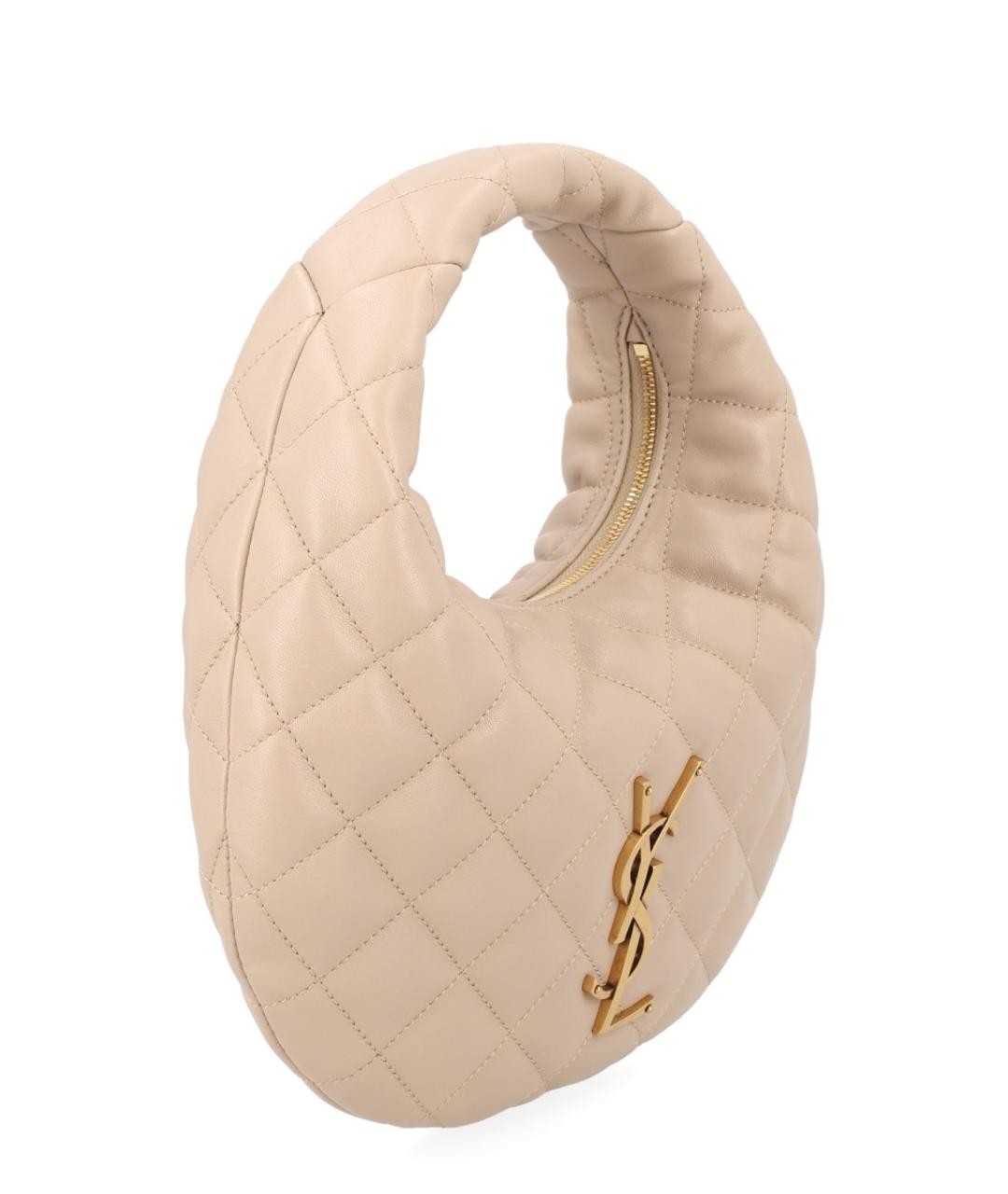 SAINT LAURENT Бежевая кожаная сумка через плечо, фото 3