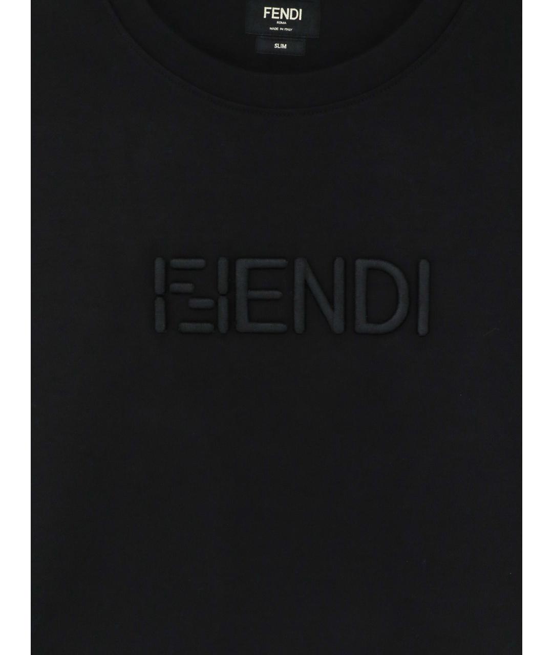 FENDI Черная хлопковая футболка, фото 3