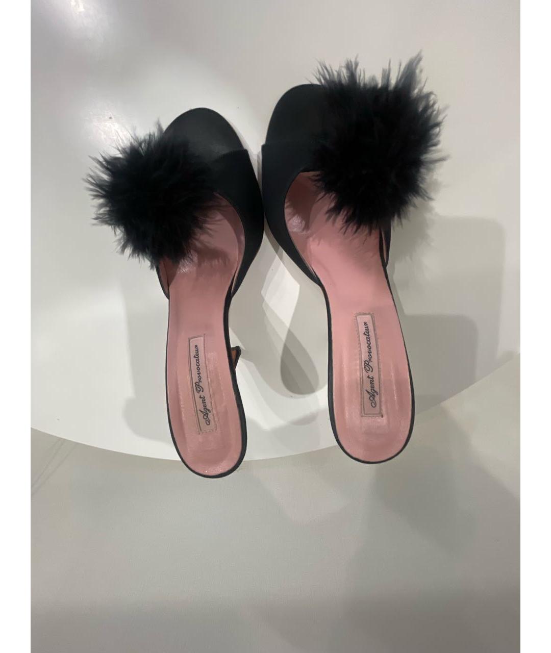 AGENT PROVOCATEUR Черные текстильные мюли, фото 3