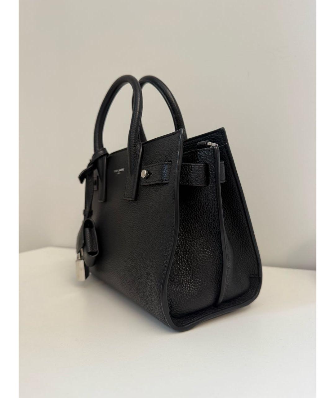 SAINT LAURENT Черная кожаная сумка через плечо, фото 5