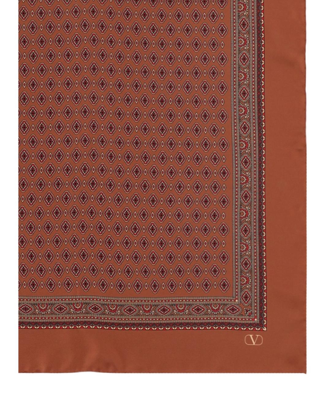 VALENTINO Коричневый шелковый шарф, фото 2