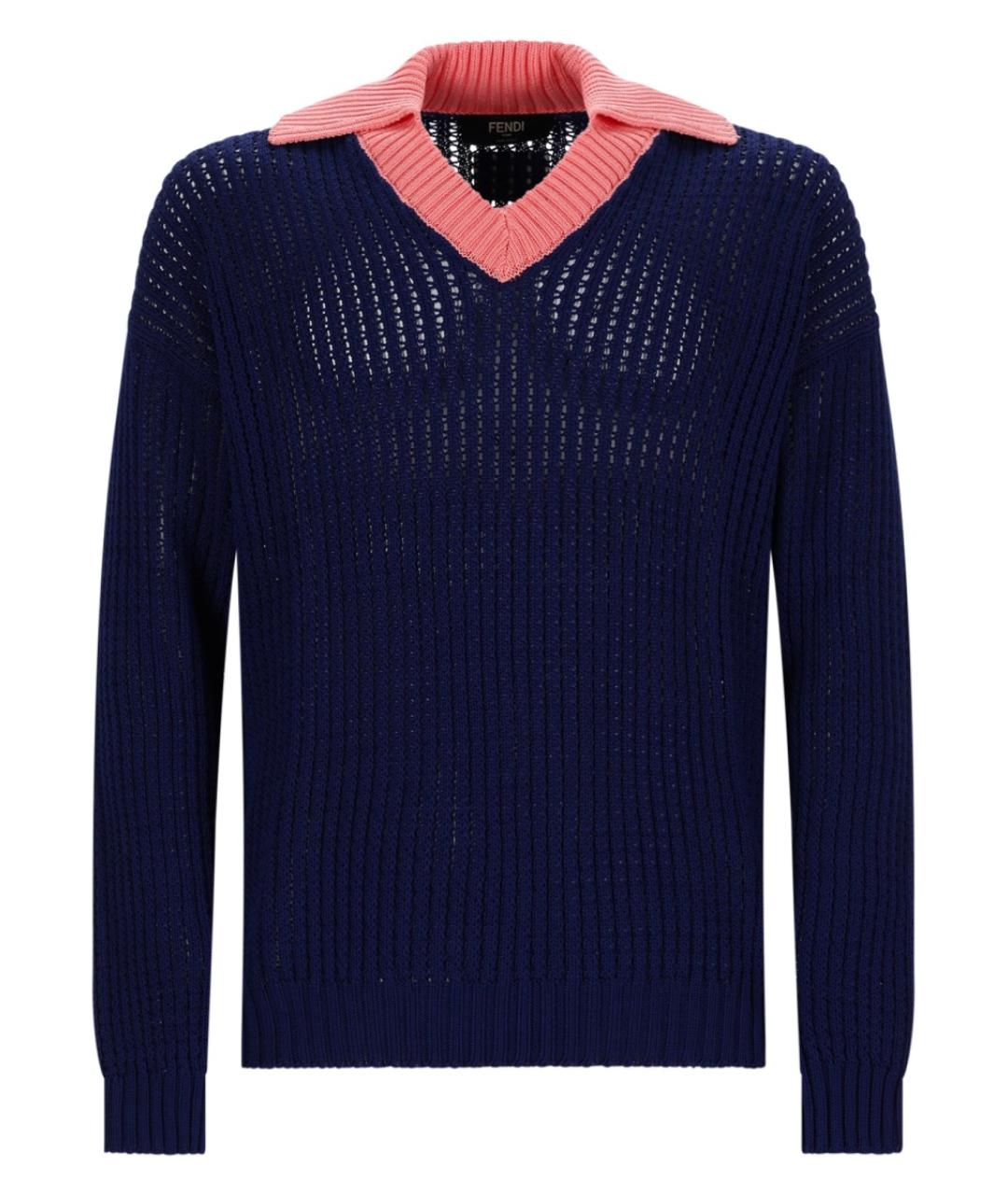 FENDI Темно-синий хлопковый джемпер / свитер, фото 1