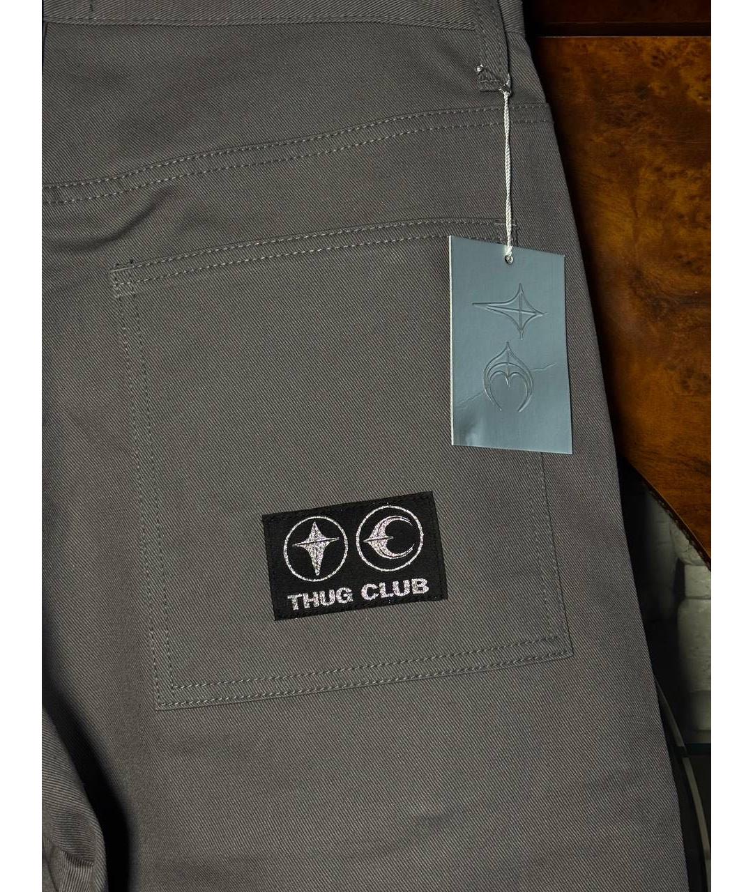 THUG CLUB Антрацитовые хлопковые прямые джинсы, фото 4