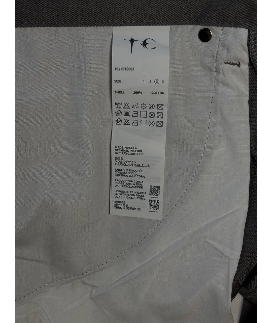 THUG CLUB Антрацитовые хлопковые прямые джинсы, фото 7