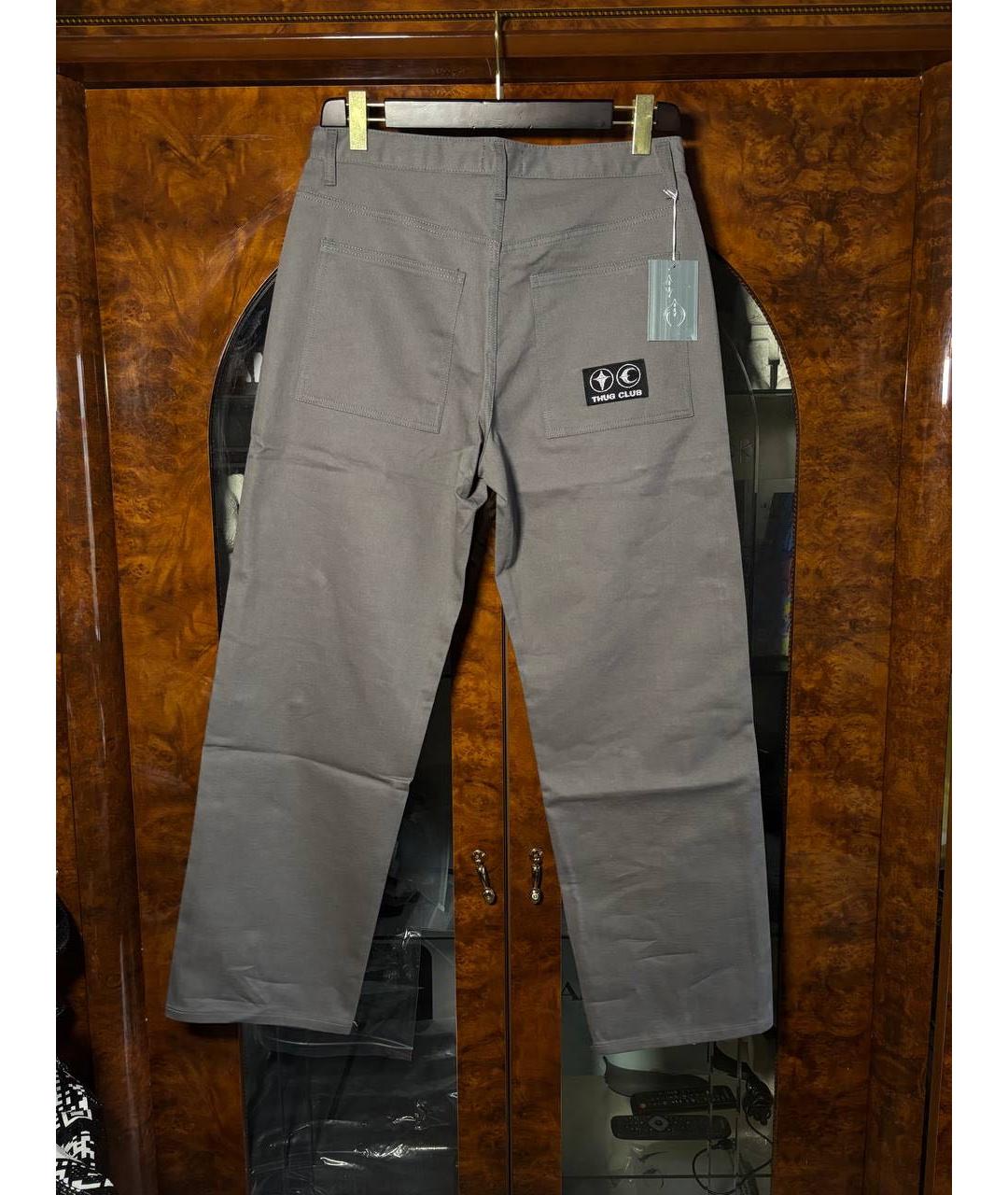 THUG CLUB Антрацитовые хлопковые прямые джинсы, фото 2