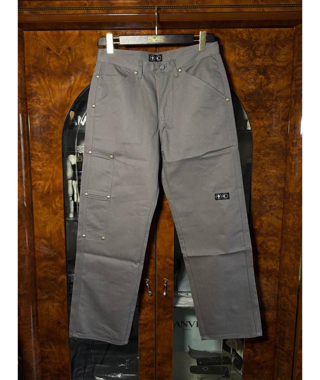 THUG CLUB Антрацитовые хлопковые прямые джинсы, фото 8