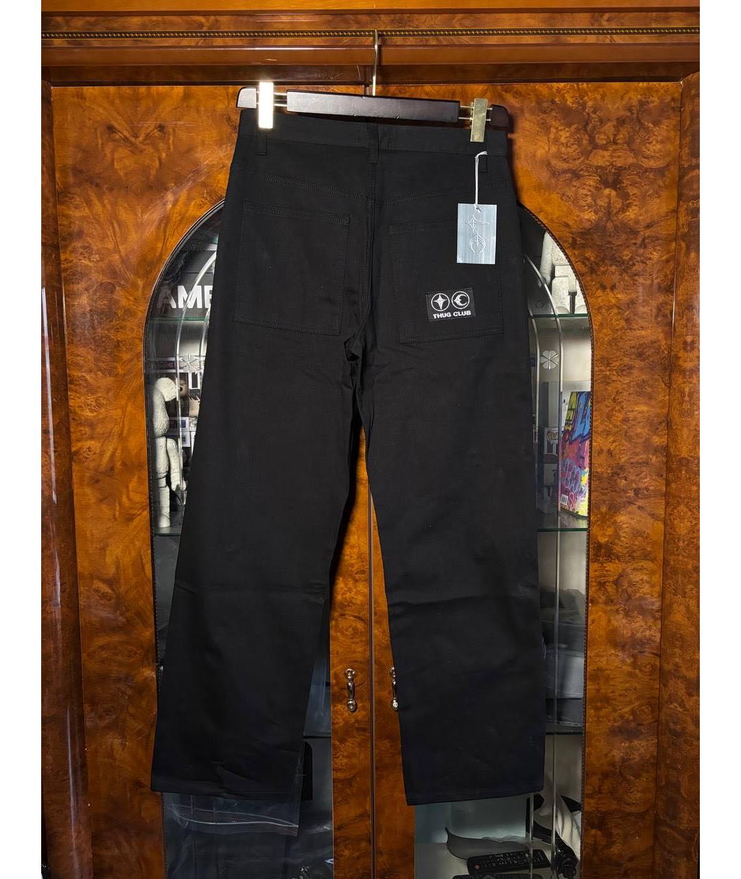 THUG CLUB Черные хлопковые прямые джинсы, фото 2