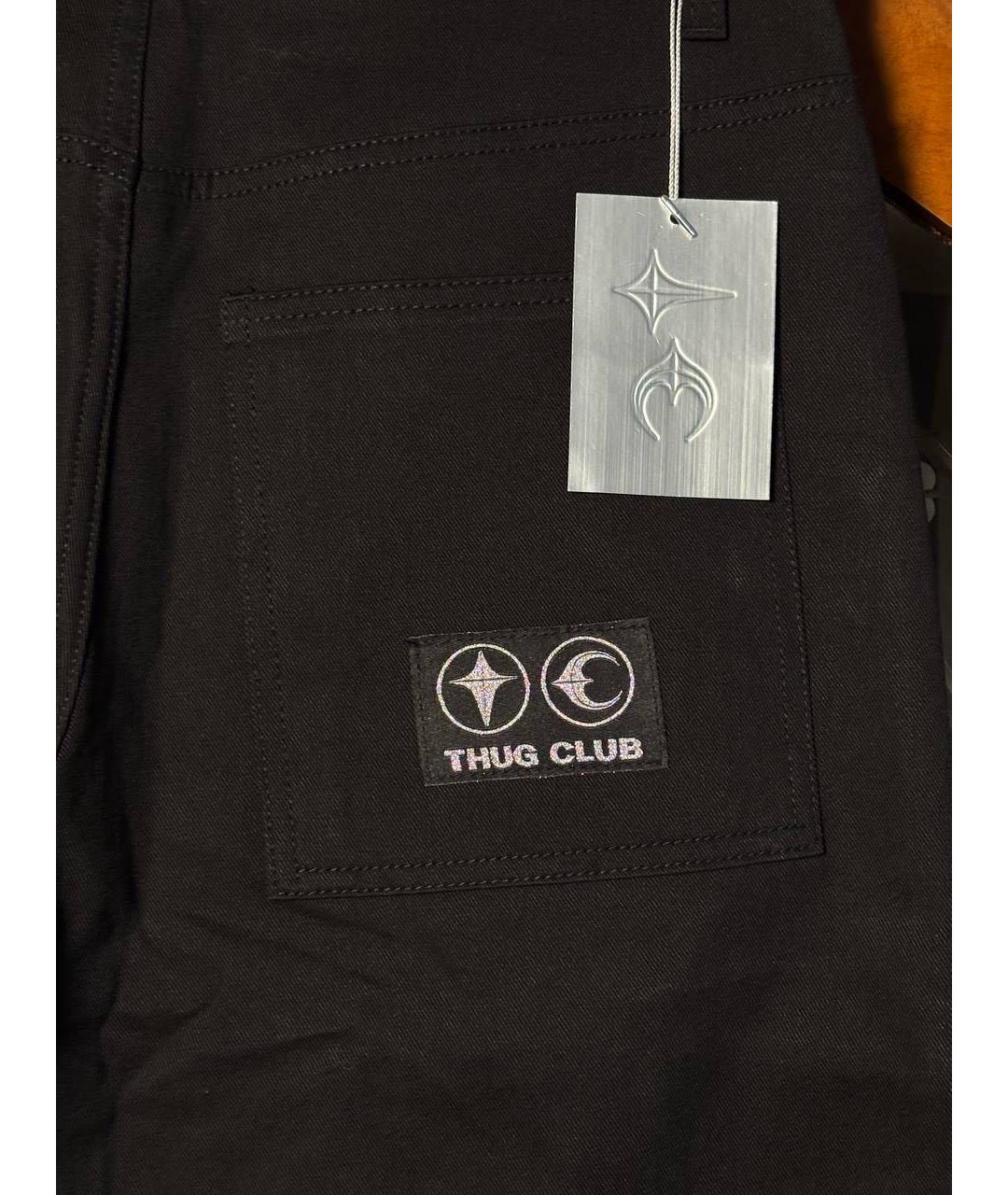 THUG CLUB Черные хлопковые прямые джинсы, фото 6